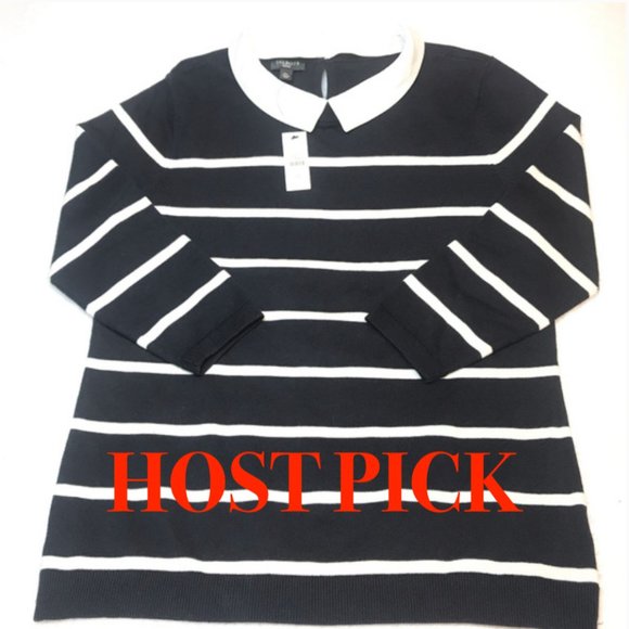 Talbots striped sweater/top with removable collar - Picture 1 of 6